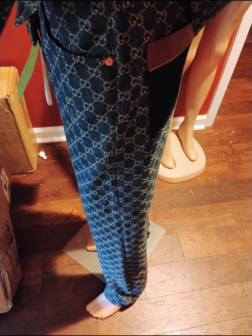 Gucci Monogram Denim Trousers - Blue